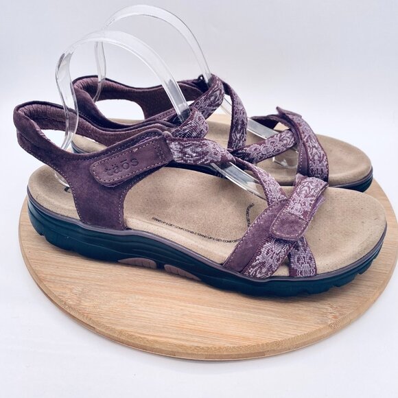 Taos Zen Sandals Womens 11 Purple Mesh Ankle Strap Performance Flats Peep - Picture 1 of 11